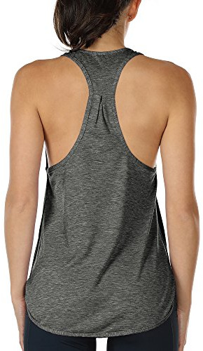 icyzone Canotta Sportiva da Donna Racerback Senza Maniche Top per Yoga Palestra Pilate (L,Grigio Scuro)