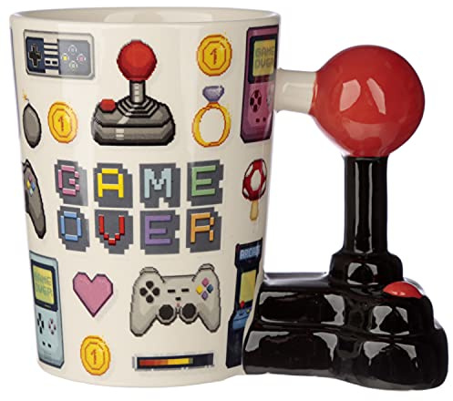 Puckator Game Over Joystick geformter Henkel Tasse aus Dolomit-Keramik