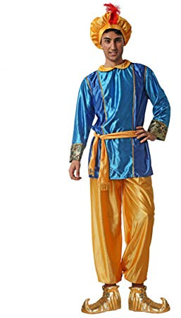 Gojoy shop- Disfraz de Paje para Hombres Navidad Carnaval (Contiene Gorro, Cinturón, Camiseta, Pantalón y Mochila de Cuerdas adulto L=170CM-180CM)