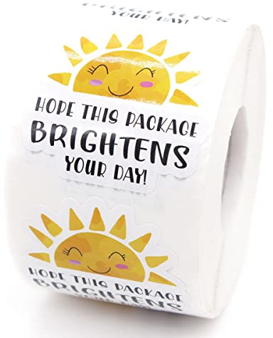 Muminglong 1.5 Inch Hope This Package Brightens Your Day Sun Stickers,Thank You Sticker,Small Shop Stickers, Small Business Packaging Sticker, 500 PCS