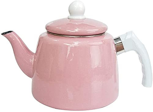 ZHANGZONG Bouilloire INOX Théière en Fonte Bouilloire sifflante Bouilloire Vintage Bouilloire en émail de 1,5 L, Grande capacité avec théière à poignée en Bois Anti-brûlure. Universelle pour