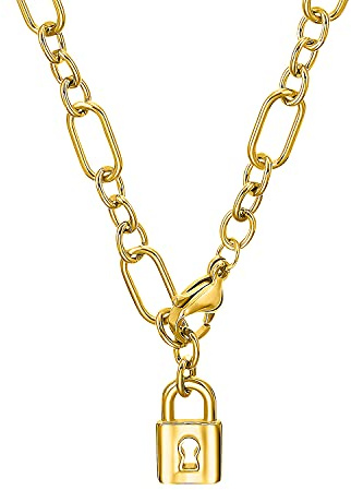 s.Oliver Kette mit Anhänger Edelstahl Damen Halsschmuck, 50 cm, Gold, Schloss, Kommt in Schmuck Geschenk Box, 2032521