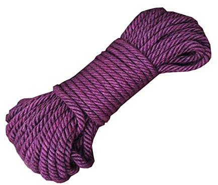 ZEALMAX Allzweck-Seil aus natürlichem Hanf, 8 mm x 20 m, Jute-Schnur für Heimwerker, Kunstwerke, Bündelung, Heimdekoration, lila