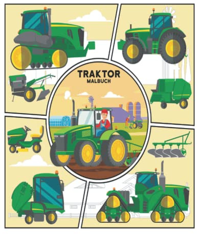 Traktor Malbuch: Lustiges Traktor-Malbuch für Jungen, Mädchen und Erwachsene Entspannung Tolles Geschenk für Farm-Liebhaber Schöne 25 einseitige Traktor-Designs zum Färben von Farmen
