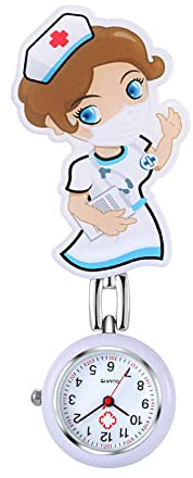 Avaner Krankenschwesteruhr Cartoon Taschenuhr mit Clip Schwesteruhr Kitteluhr FOB Uhr Pflegeruhr Anlog Quarzuhr für Arzt Doktor Krankenschwester Medical