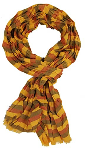 Baumwollschal Damenschal Herrenschal knitterlook Streifen Muster in rot gelb Made in Germany