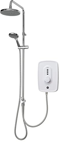 Triton Showers Danzi DuElec™ | Shower Electric | 10.5 KW I White I Electrical Showers | with Rainfall Showerhead and Anti Twist Hose | Best Electric Shower Units for Bathrooms