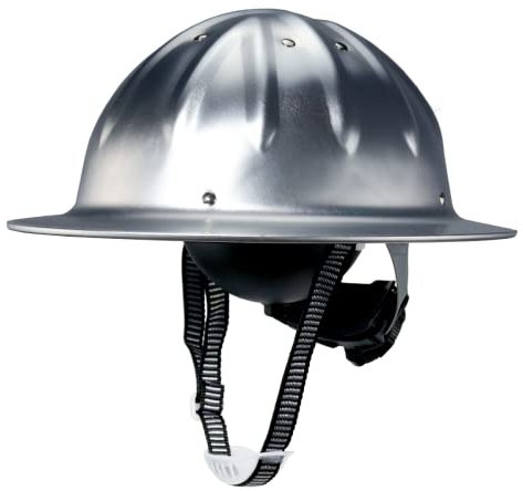 Aluminium-Sicherheitshelm, Schutzhelm, Vollkrempe mit Ratschenaufhängung, silberfarbene Sicherheitskappe, Einheitsgröße, passend für die meisten