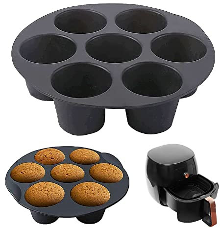 2 piezas Bandejas para Hornear Muffin Molde para Muffins Antiadherente para Muffins Cupcake Moldes de horneado Bandejas para hornear magdalenas Universal Air Fryer Pot horno microondas (8 pulgadas)