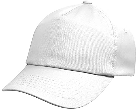 L4 Barn enkel baseballkeps 5 panel, Vitt, en storlek