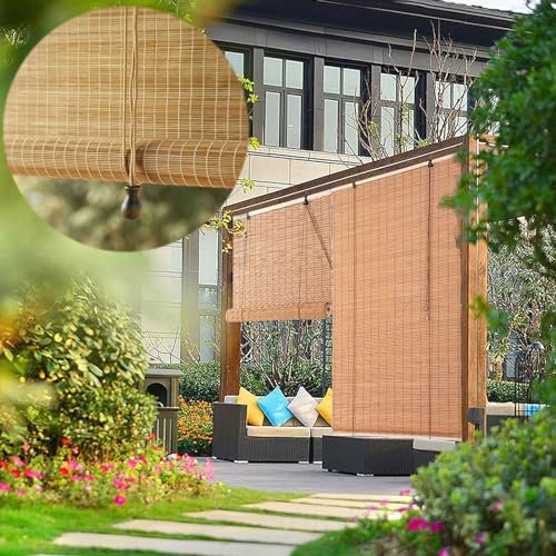 DUYULIANG Fenster-Rollo Bambus, Natürliche Rollo Raffrollo Holzrollo Jalousie Sichtschutz Rollo Für Fenster Und Türen, Sonnenschutz Und Erhöhte Privatsphäre, Blickdicht, Für Außen, Garten, Balkon
