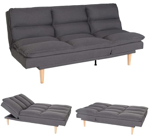 Mendler Schlafsofa HWC-M79 180x110cm Stoff/Textil - dunkelgrau | Gästebett, Schlafcouch, Couch, Sofa, Schlaffunktion, Liegefläche