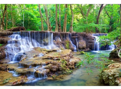 Ttincceer RainForests Waterfall Backdrop 15x10ft Stream Water Misty Green Forests Photography Background Spring Jungle Natural Landscape Photography Backdrop Portrait Photo Props