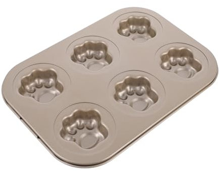 Ciieeo Katzenpfoten Kuchenform 6 Mulden Kohlenstoffstahl Gold Backform