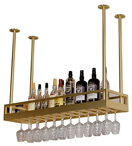 Portabottiglie da soffitto Portabottiglie da Muro Portabottiglie da Muro Portabicchieri da Vino a Parete Bar Domestico Ristorante Cucina Espositore Multifunzionale (Dimensioni : 120cm)
