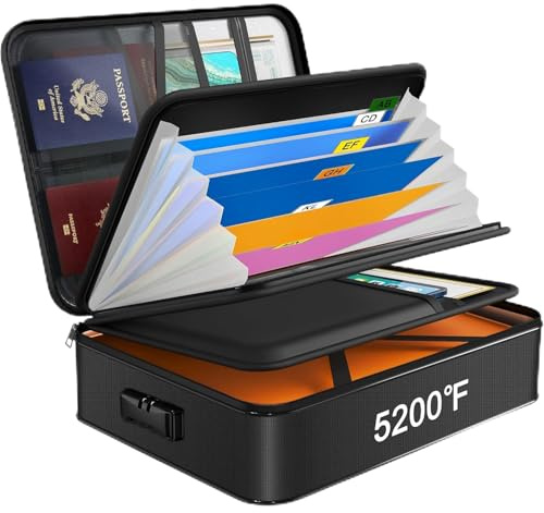 JUNDUN Organisateur de Documents avec serrure, Boîte Ignifuge, 5200℉