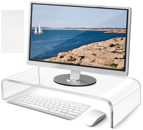 SWAWIS Monitorerhöhung Acryl Monitor Erhöhung 50x20x10cm Dicke 10mm | Monitor Stand Monitor Ständer Bildschirmerhöhung Monitorständer für Laptop Bildschirme Computer