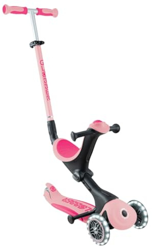 Globber - GO UP Deluxe Lights - Trottinette évolutive 3 Roues avec siège, pour Les Enfants de 15 Mois à 6 Ans, Rose