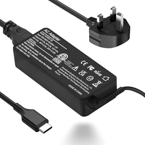 65W USB C Power Supply Charger Compatible with Lenovo Thinkpad Yoga Chromebook IdeaPad, Laptop Computer 65W 45W Type C Fast Charging AC Adapter Power Cord