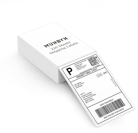 MUNBYN Etiquetas térmicas de envío, Etiquetas térmicas 4x6, papel térmico para el transporte, 220pcs