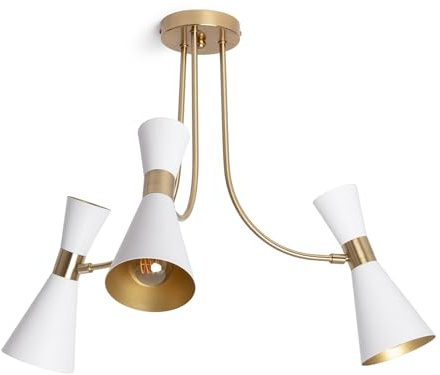 LEDKIA Lampada da Soffitto Metallo 3 Faretti Jigger Bianco