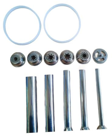 FytStycale Churro Machine Nozzles 5 Stuffing Pipes Parts Stainless Steel Modeling Caps