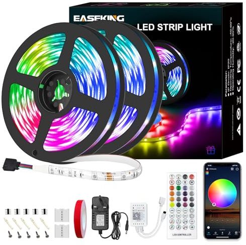 Led Strip Light - App And IR Remote Control, Led Lights For Bedroom Cuttable And Linkable 10M 300 LEDs, Led Strips For Room Decor RGB Led Strip, led light strips bedroom accessories, (10M/32feet)