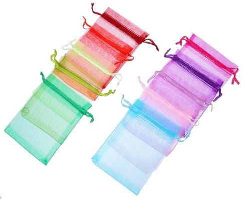 Beavorty 100 Stück Kosmetiktäschchen mit Kordelzug Beutel aus Netzstoff Praktisch und Leicht zu Transportieren als Geschenktüte Aufbewahren von Schmuck und Kosmetika