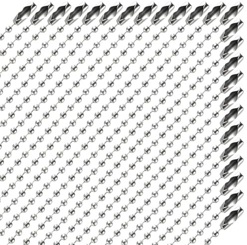 220pcs Metal Ball Beads Keychain With 100mm Chain, 2.4mm Diameter Ring for Dog Tag Extension, Jewelry Making and DIY Crafts