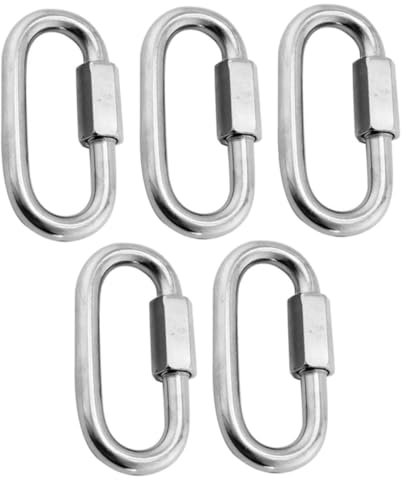 ROMISBABA 5pcs Quick Link Chain Connectors Threaded Stainless Steel Heavy Duty Link Connectors for Chain Fence Repair