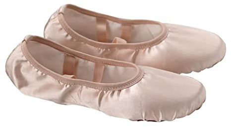 OATIPHO Ballettschuhe Damen Satin Ballett Tanzschuhe Mit Ledersohle Stretchgürtel Flexibel Gymnastik Yoga Tanzschläppchen Größe 39 Für Anfänger Und Profis