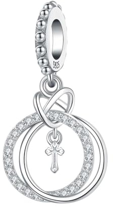 PANPOKI Religiöse Charms 925 Sterling Silber – Kreuz, Bibel, Betende Hände, Madonna, Jesus, Kirche | Anhänger für Charm Armbänder & Halsketten | Samtbeutel + Putztuch