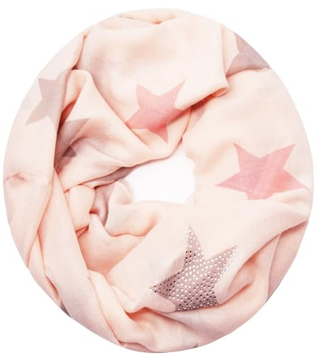 Gloop Loop Schal mit Sternenmuster, Damen leichter Langschal Mehrfarbig | Damen Leichter Langschal, Schlauchschal, Loopschal Tuch für Frühling und Herbst in vielen Farben