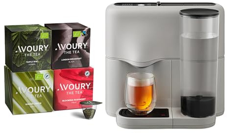 Avoury One Teemaschine – Premium Kapsel-Teebereiter mit innovativer Brühkammer, automatischer Temperaturregelung, für perfekten Teegenuss, modernes Design (Grey Black, im Bundle)