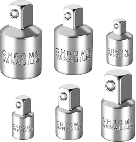 Prmape 6 Tlg Steckschlüssel Adapter, Stecknuss Adapter Satz, Adapter 1/2 auf 1/4, 1/4 auf 3/8, 1/2 auf 3/8, für Knarren Nuss Steckschlüsseln
