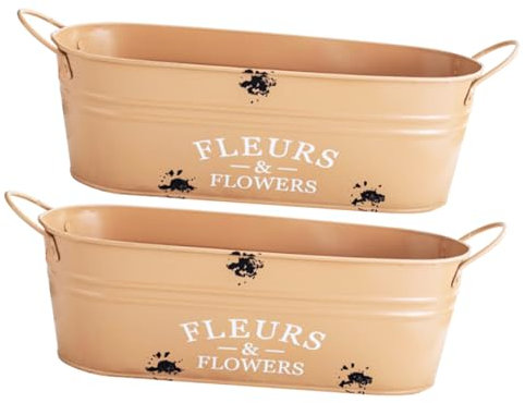 Kisangel 2stücke Vintage Eisen Pflanztöpfe Ovaler Retro Blumentopf Für Innen Und Außenbereich Dekorative Blumenvase Für Sukkulenten Und Kleine Pflanzen Für Garten Und Zuhause
