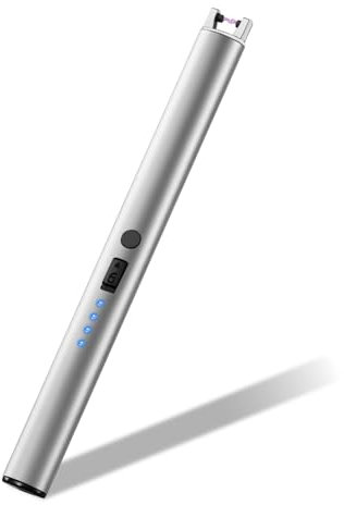 Electric Arc Lighter USB Rechargeable - Windproof Flameless Design for Candles, BBQ, Camping,Compact & Portable Silver Lighter