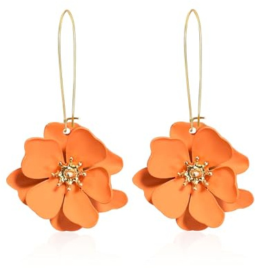SIXDUTON blommor örhängen damer, stora blomörhängen hängen för flickor damer partytillbehör, vardag, bröllop, En Storlek, Sterlingsilver, Ingen ädelsten