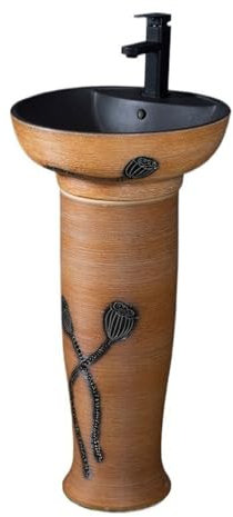 uotmui Lavabo De Pedestal para Baño Lavabo de cerámica for el hogar, Lavabo de Pedestal for balcón, Lavabo de pie Integrado, Lavabo de baño Lavabo De Pedestal para Baño