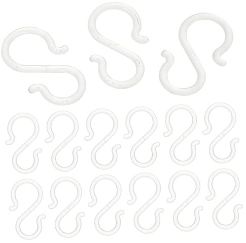 S-haken Transparente 20 Stück, aus Kunststoff, für Tasche und Preisschilder | Haken Küchenutensilien, für Auto und Supermarktregale, Sicherer Halt ohne Verrutschen