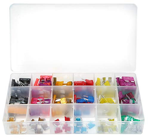 165 pezzi di inserzione fusibile a lama tipo in alluminio medio piccolo kit di assortimento di fusibili per auto per auto alloggiamento di plastica resistente all'elevato