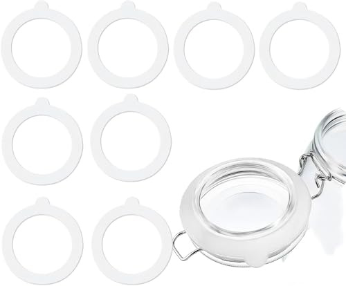 8 Pcs Jar Seals Replacement Silicone Gaskets – Airtight Rubber Seal Rings for Clip Top Glass Jars and Food Storage