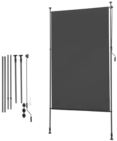 DKPLOE Tende da Sole per Esterni Patio Avvolgibili Estensibili Manualmente Schermo per Privacy Balcone Altezza Regolabile Traspiranti Termoisolanti Anti-sole Anti-pioggia(Gray,200cm(78.7in))