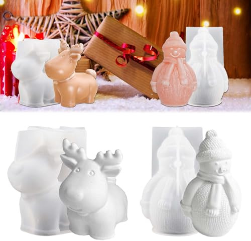 2 Stück Silikonform Schneemann Silikonform zum Gießen von Kerzen Silikonform zum Gießen Weihnachten Schneemann DIY