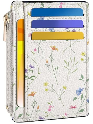 Tipmile Womens Credit Card Holder Wallet, Small Slim RFID Blocking Sleeve | Mini Tiny Cute ID Case, Minimalist Zipper Pocket Wallet, Thin Coin Purse, Mothers Gift