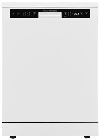 Russell Hobbs Freestanding Dishwasher, Class D, 14 Place Settings, 6 Wash Programs, 24-Hour Delay Start, Auto Door Open, 1 x Height Adjustable Basket and Mini Cutlery Tray in White, RH60DW00D2W