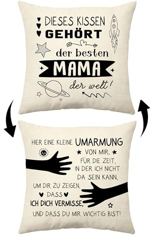 Aconesong Dieses Kissen Gehört der Besten Mama der Welt Lustige Kissenbezüge für Mutter Muttertagsgeschenk für Frauen Weihnachts Geburtstagsgeschenk (Mama)
