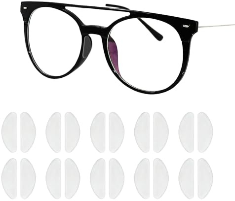 Sekfpnk 10 Paar Silikon Nasenpads Brille, Selbstklebendes Weiches Silikon, Rutschfeste Transparent Brille Nasenpads Silikon, Geeignet für Rahmenbrillen und Sonnenbrillen, Brillenzubehör