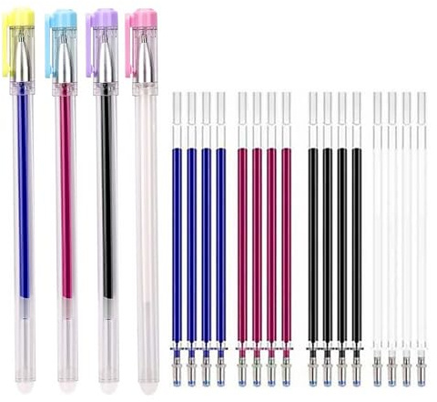 Hitze Löschbare Stifte, Löschbare Gelstifte Schneiderkreide, Hitze Löschbares Stoffstifte mit 20 Stück Minen, Markierungsstifte aus Stoff für Trickmarker Stoffe Schneiderinnen Nähen Stoffe Marker