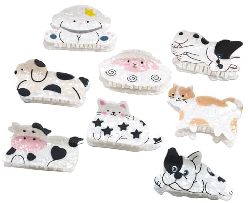 8 pinzas para el pelo con diseño de animales para actividades de unión familiar y diversión para niños, fiestas, reuniones, decoración para el cabello, para mujeres